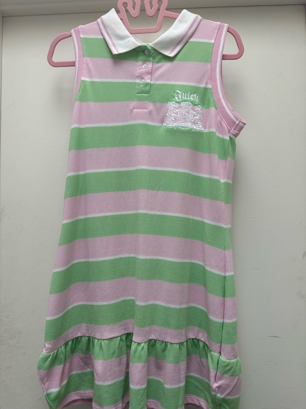 Juicy Couture Pink & Green Striped Polo Dress UK Exclusive, NWT